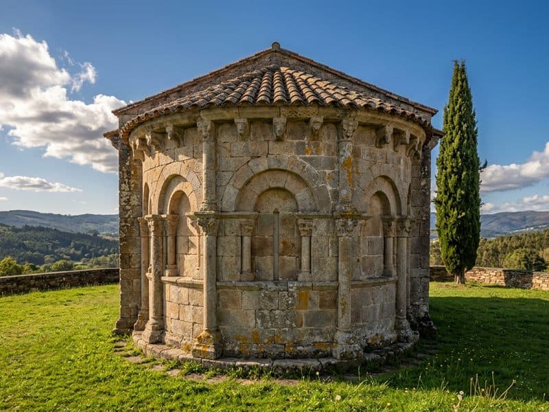 Ábside románico de una iglesia monástica de la Ribeira Sacra, en Lugo